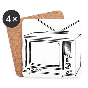 Fernseher Fernsehapparat - Untersetzer (4er-Set) - Weiß - Vorne