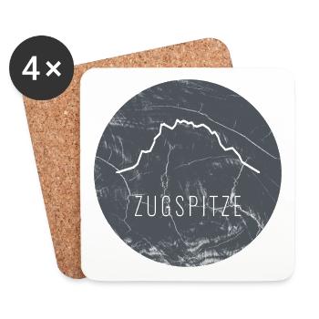 Zugspitze contour on wooden plate - Coasters (set of 4) - white - Front