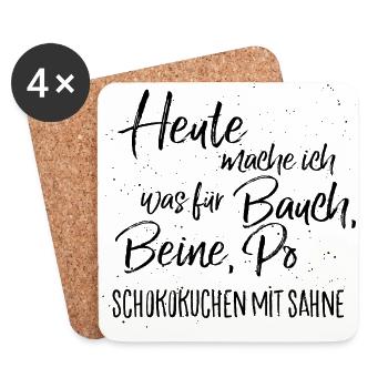 schokokuchen mit sahne - Untersetzer (4er-Set) - Weiß - Vorne