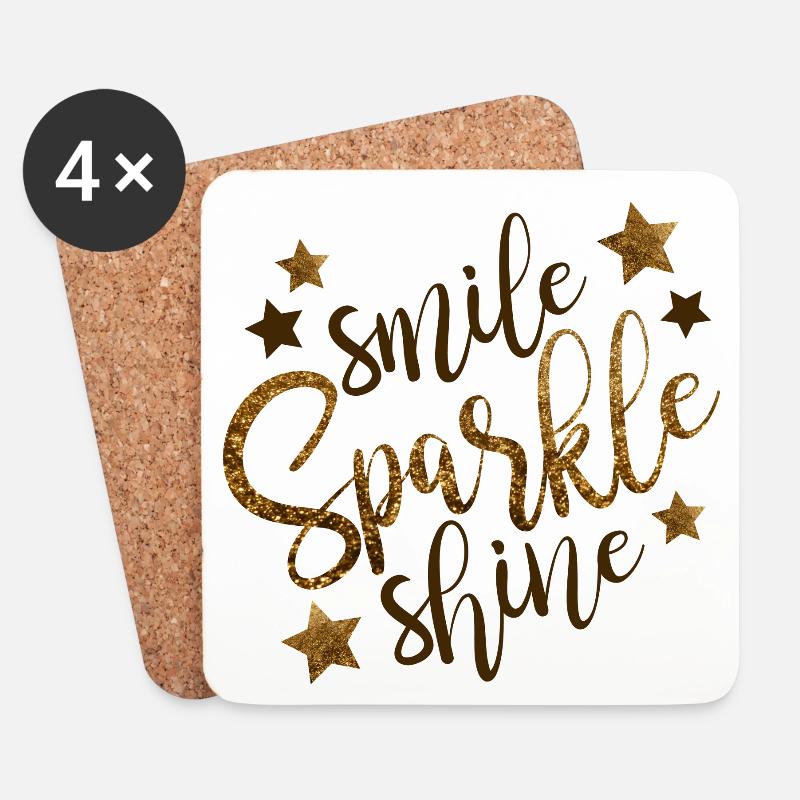 Smile Sparkle Shine Shirt - Untersetzer (4er-Set) - Weiß
