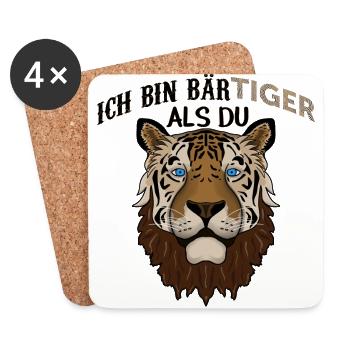 Ich bin BärTiger als du - Untersetzer (4er-Set) - Weiß - Vorne