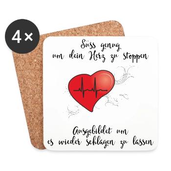 Süss genug um dein Herz zu stoppen - Untersetzer (4er-Set) - Weiß - Vorne