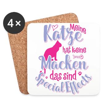 Katze hat keine Macken, das sind Special Effects - Untersetzer (4er-Set) - Weiß - Vorne