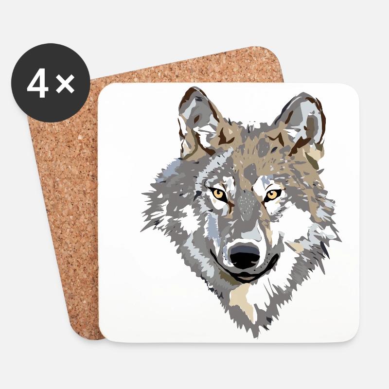 Der Wolf - Untersetzer (4er-Set) - Weiß
