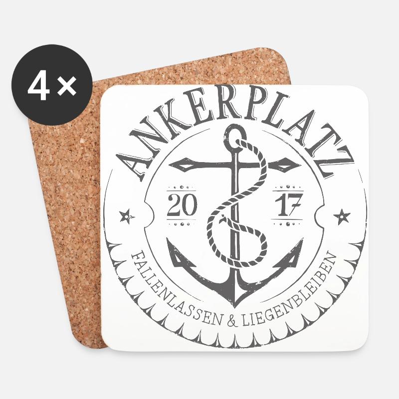 Ankerplatz grau - Untersetzer (4er-Set) - Weiß