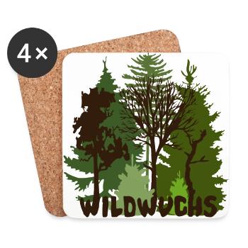 Wald Natur Baum Bäume Wild wildwuchs - Untersetzer (4er-Set) - Weiß - Vorne