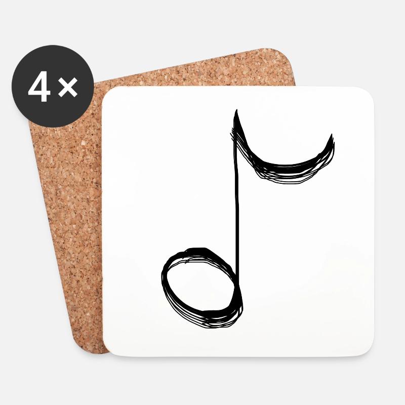 note de musique - Dessous de verre (lot de 4) - blanc
