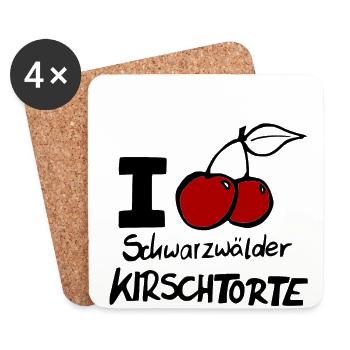 I LOVE Schwarzwälder Kirschtorte - Untersetzer (4er-Set) - Weiß - Vorne