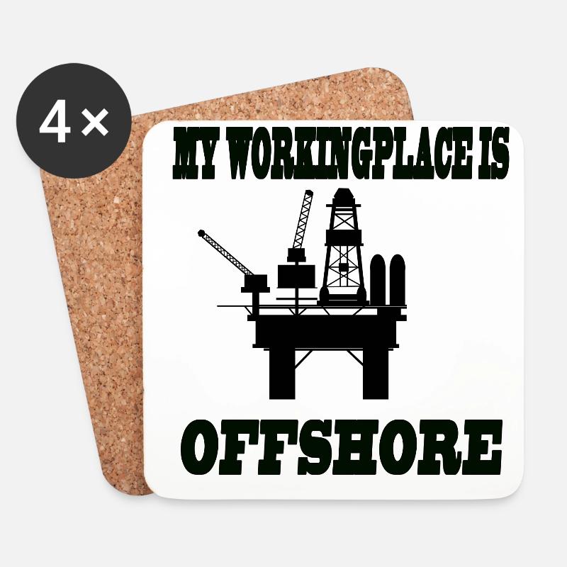 MY WORKINGPLACE IS OFFSHORE - Untersetzer (4er-Set) - Weiß