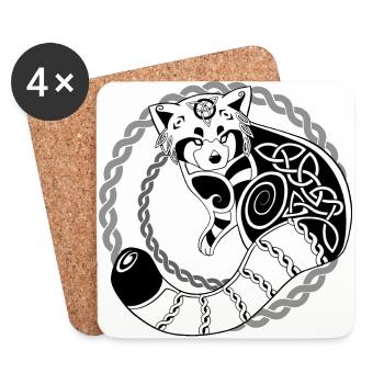 Keltischer Roter Panda / Red Panda (Transparent) - Untersetzer (4er-Set) - Weiß - Vorne