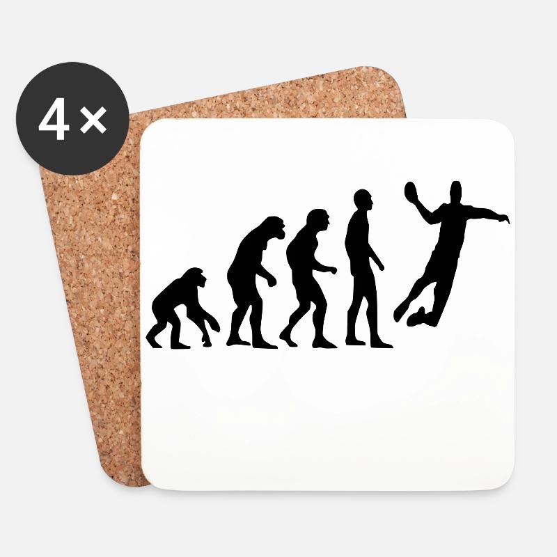 Human Evolution Handball - Untersetzer (4er-Set) - Weiß