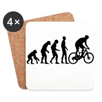 Human Evolution Mountainbike Fahrrad Rad Radsport - Untersetzer (4er-Set) - Weiß - Vorne