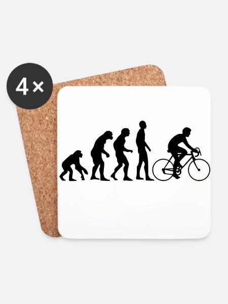 Human Evolution Rennrad - Untersetzer (4er-Set) - Weiß