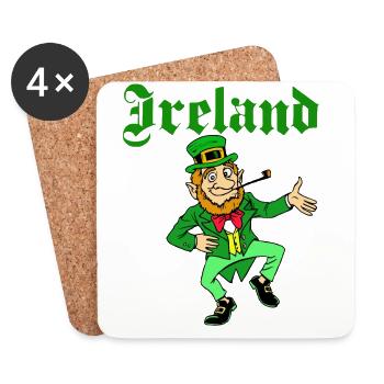Irlande St Patrick Leprechaun - Dessous de verre (lot de 4) - blanc - Devant
