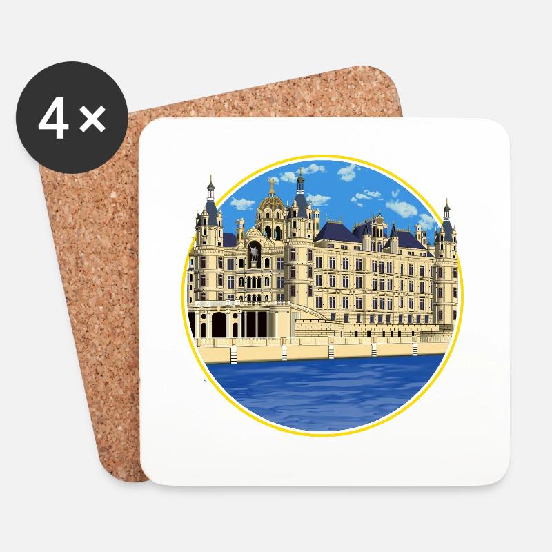 Schweriner Schloss - Untersetzer (4er-Set) - Weiß