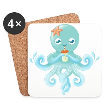 Octocute - Dessous de verre (lot de 4) - blanc - Devant