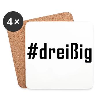 30. Geburtstag Hashtag #dreißig (schwarz) - Untersetzer (4er-Set) - Weiß - Vorne
