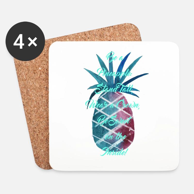 Be a Pineapple - Türkis - Untersetzer (4er-Set) - Weiß