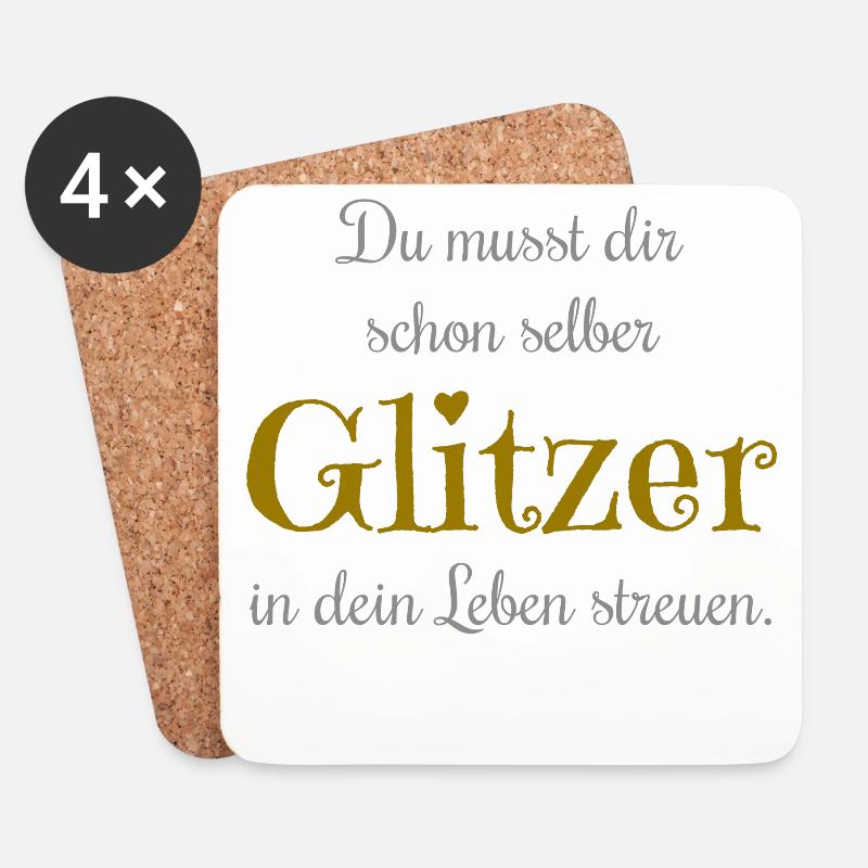 glitzer - Untersetzer (4er-Set) - Weiß