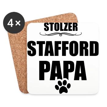 Stafford Dog - Stafford Mama - Stafford Papa - Dog - Untersetzer (4er-Set) - Weiß - Vorne