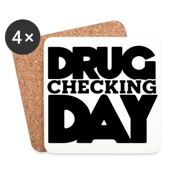 Drug Checking Day Brief, Schwarz, große Stapel - Untersetzer (4er-Set) - Weiß - Vorne