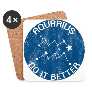 Sternzeichen Wassermann / Zodiac Aquarius - Untersetzer (4er-Set) - Weiß - Vorne