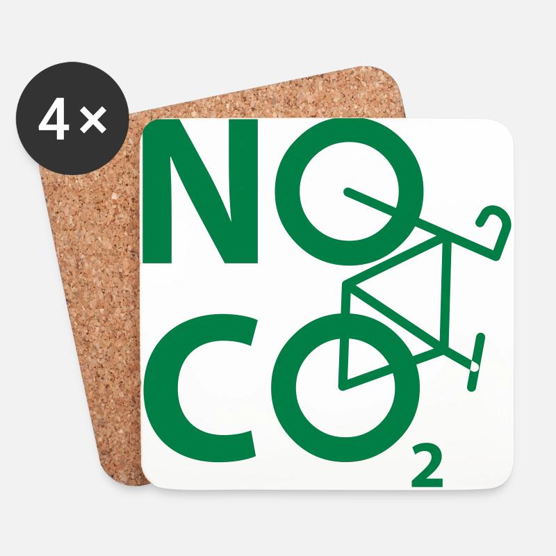 NO CO2 - Radfahrer und Fahrradfahrer Design - Untersetzer (4er-Set) - Weiß