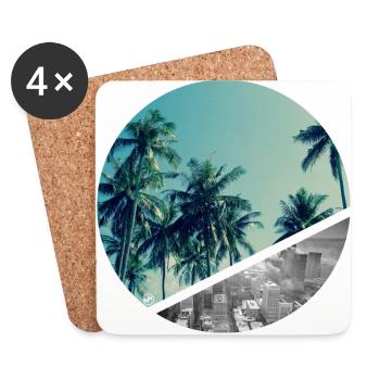 Plage et de la ville - Dessous de verre (lot de 4) - blanc - Devant