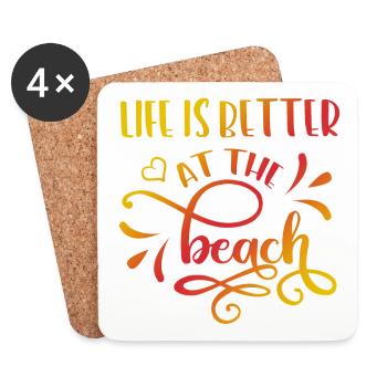 Das Leben ist besser AM STRAND - Untersetzer (4er-Set) - Weiß - Vorne