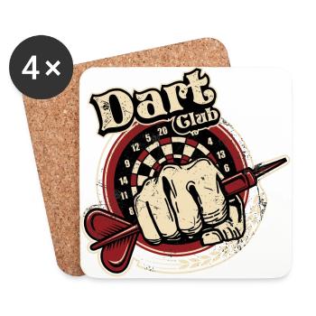 Dart Club 2 - Dart T-Shirts RAHMENLOS - Sport Club - Untersetzer (4er-Set) - Weiß - Vorne