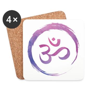 Yoga zen cercle om - Dessous de verre (lot de 4) - blanc - Devant