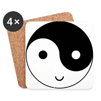 Symbol Ying Yang Geschenk Asiatisch Gut Böse Smile - Untersetzer (4er-Set) - Weiß - Vorne