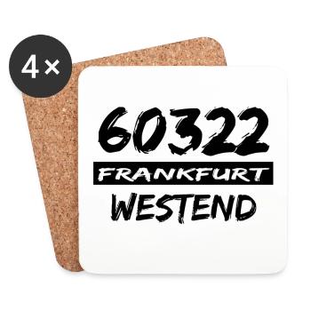 60322 Frankfurt Westend - Untersetzer (4er-Set) - Weiß - Vorne