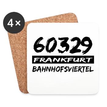 60329 Frankfurt Bahnhofsviertel - Untersetzer (4er-Set) - Weiß - Vorne
