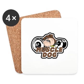 DOGS | MUSCLE DOG - Untersetzer (4er-Set) - Weiß - Vorne
