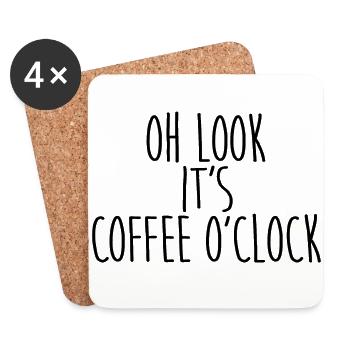 Kaffee Uhr - Untersetzer (4er-Set) - Weiß - Vorne