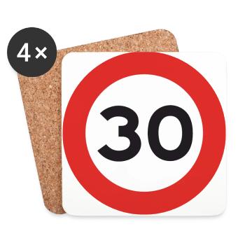30 mph - Dessous de verre (lot de 4) - blanc - Devant