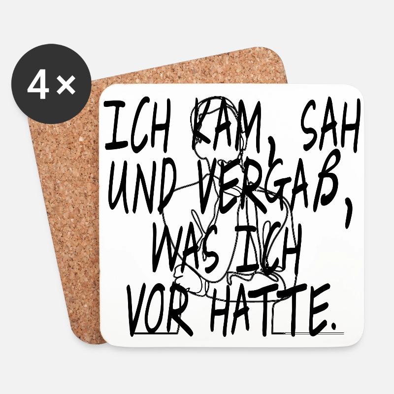 Ich kam, sah und vergaß was ich vor hatte Spruch - Untersetzer (4er-Set) - Weiß