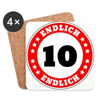 Endlich 10 Geburtstag - Untersetzer (4er-Set) - Weiß - Vorne