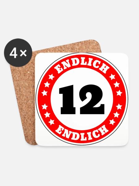 Endlich 12 Geburtstag - Untersetzer (4er-Set) - Weiß