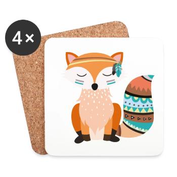 tribal Fuchs - Untersetzer (4er-Set) - Weiß - Vorne