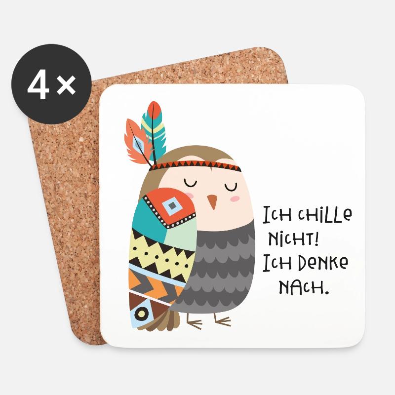 tribal Eule - Untersetzer (4er-Set) - Weiß