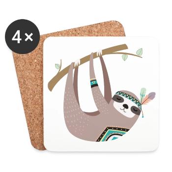 tribal Faultier - Untersetzer (4er-Set) - Weiß - Vorne