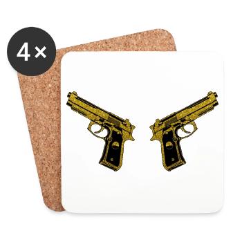 Golden Pistols - Golden Pistols Gun owners - Coasters (set of 4) - white - Front