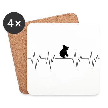 Koala Bär Koalabär Love liebe Herzschlag Heartbeat - Untersetzer (4er-Set) - Weiß - Vorne