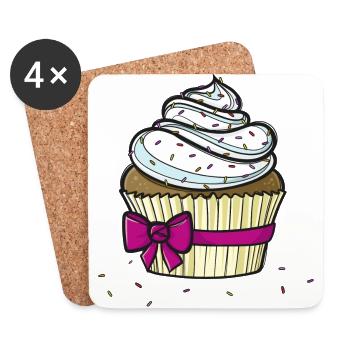 Petit gâteau comique doux - Dessous de verre (lot de 4) - blanc - Devant