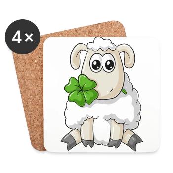 Lucky comic sheep - Coasters (set of 4) - white - Front
