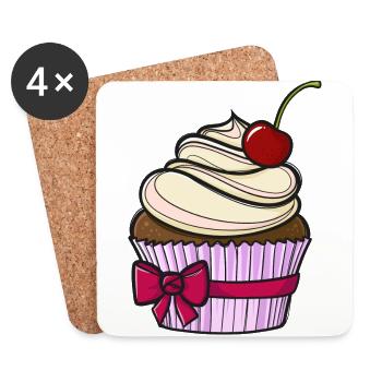 Petit gâteau comique doux - Dessous de verre (lot de 4) - blanc - Devant