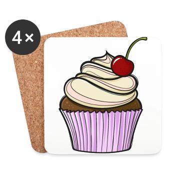 Petit gâteau comique doux - Dessous de verre (lot de 4) - blanc - Devant