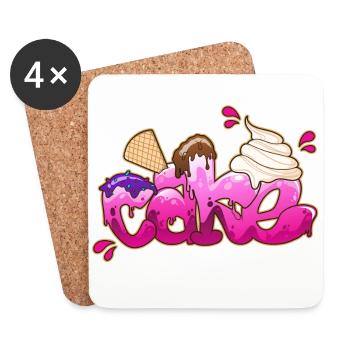 Gâteau signature graffiti - Dessous de verre (lot de 4) - blanc - Devant